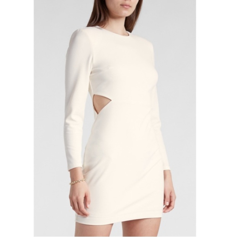 EXPRESS Elegant Long Sleeve Mini Dress With Side Cut Outs Size Large - Picture 3 of 8